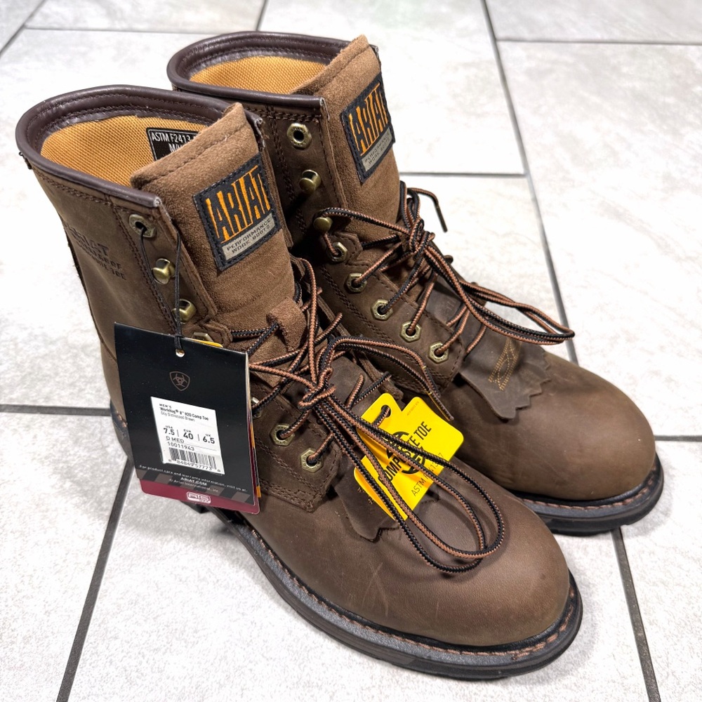 Ariat Men’s Working H20 8” Size 7.5D Lace Up Composite Toe Work Boots 100111943